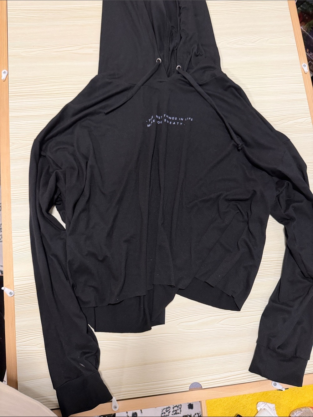 Black Women's cropped Lightweight Hooded Pullover Top